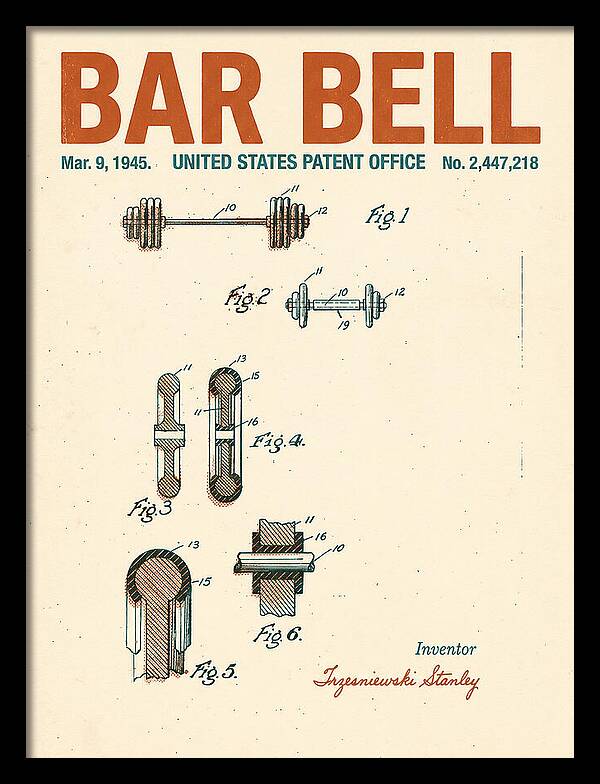 Bar Bell Dumbbell Retro Patent Us2447218a