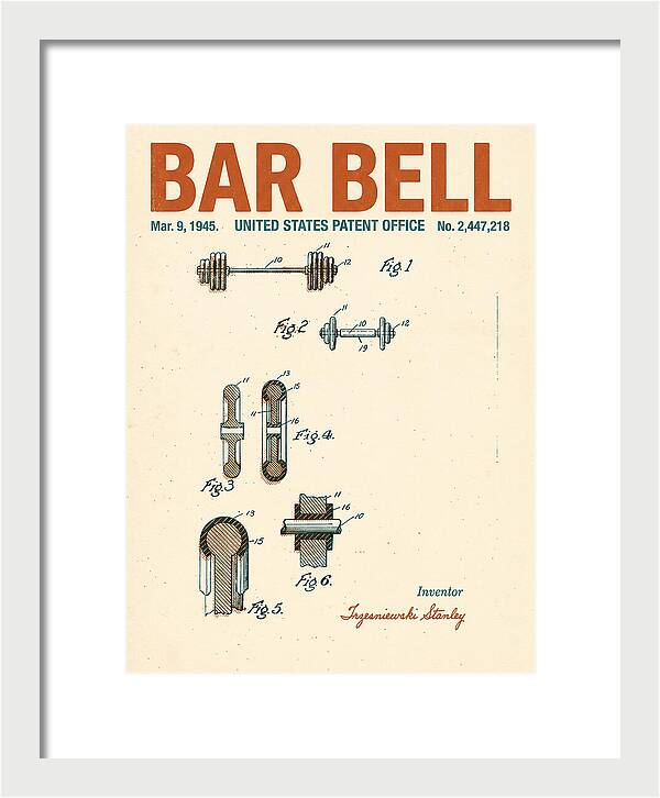 Bar Bell Dumbbell Retro Patent Us2447218a