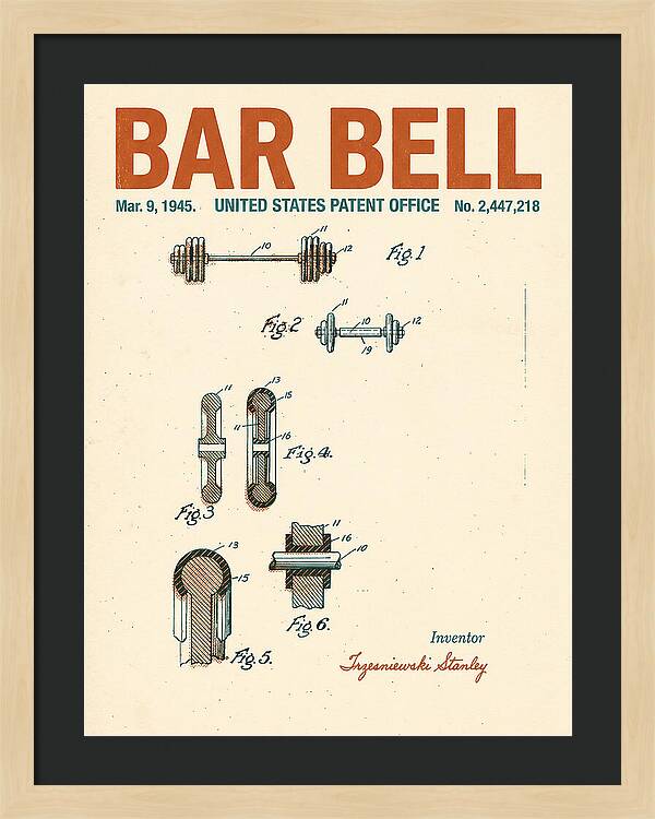 Bar Bell Dumbbell Retro Patent Us2447218a
