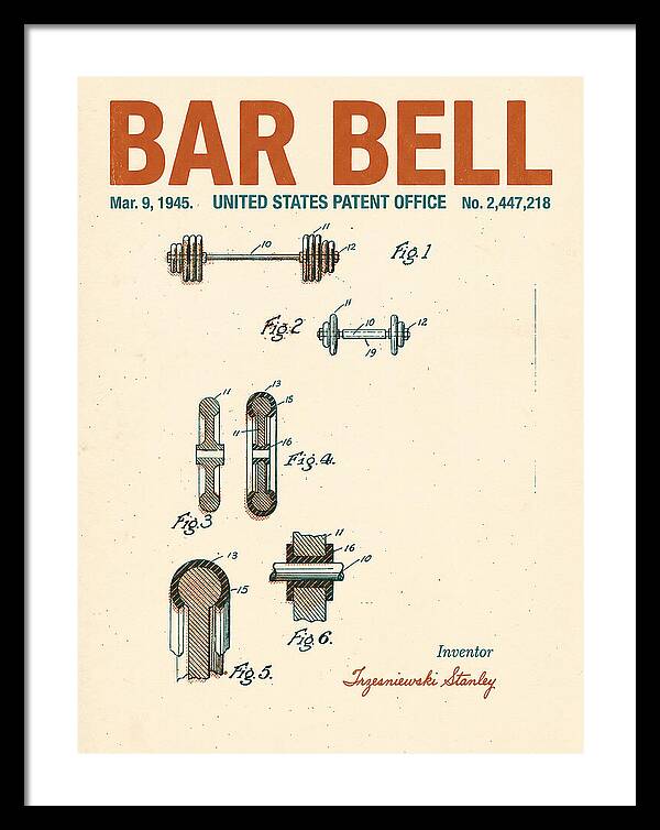 Bar Bell Dumbbell Retro Patent Us2447218a