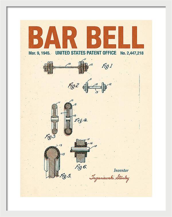 Bar Bell Dumbbell Retro Patent Us2447218a
