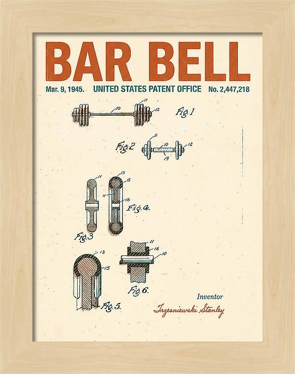 Bar Bell Dumbbell Retro Patent Us2447218a