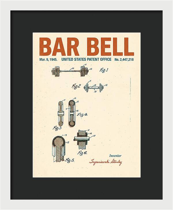 Bar Bell Dumbbell Retro Patent Us2447218a