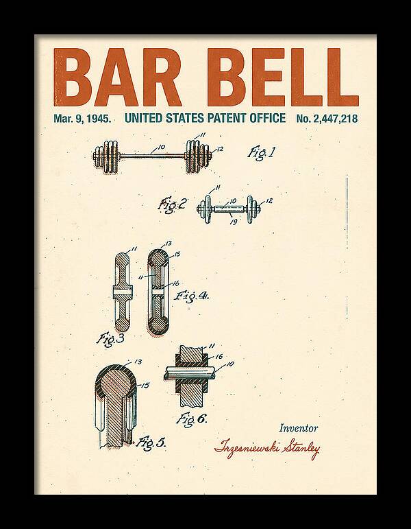 Bar Bell Dumbbell Retro Patent Us2447218a