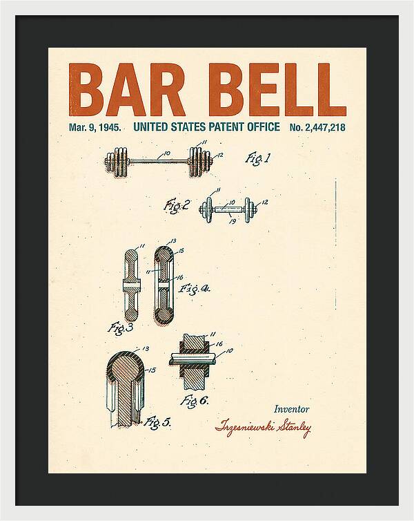 Bar Bell Dumbbell Retro Patent Us2447218a