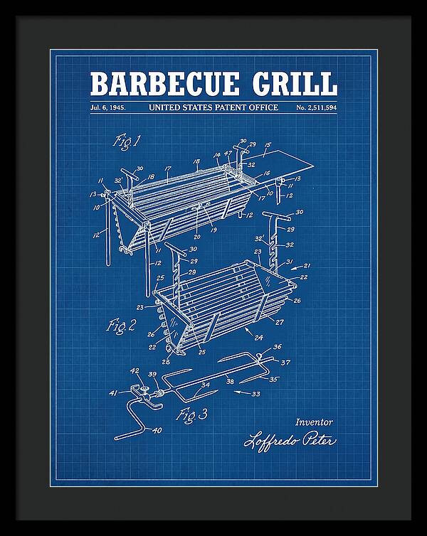 Barbecue Grill Blueprint Patent Us2511594a