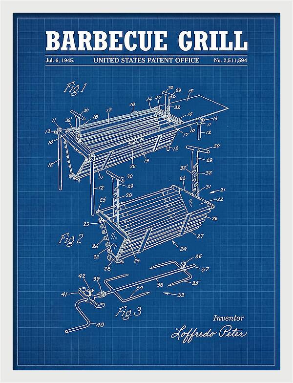 Barbecue Grill Blueprint Patent Us2511594a
