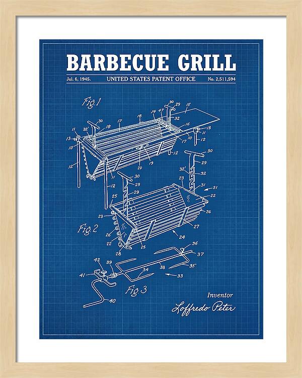 Barbecue Grill Blueprint Patent Us2511594a