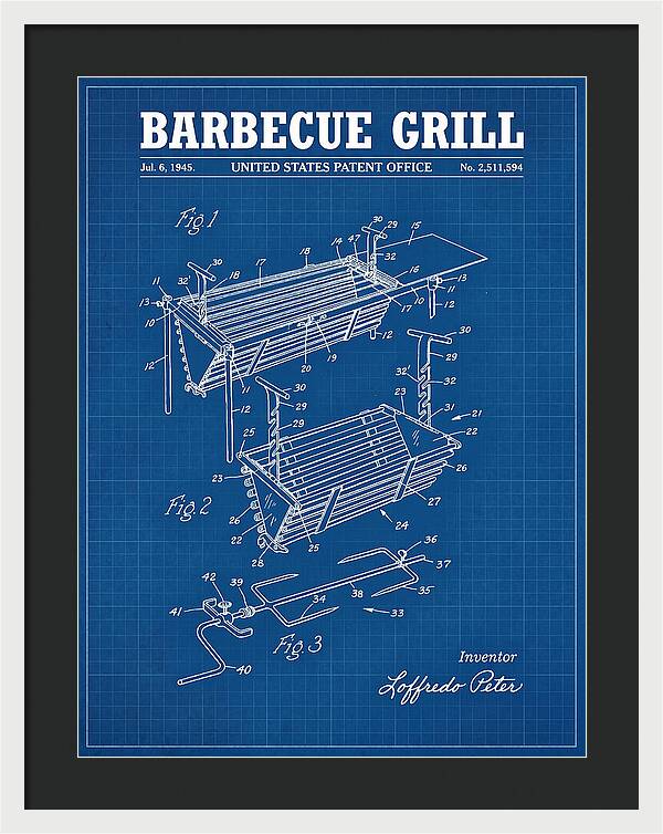 Barbecue Grill Blueprint Patent Us2511594a