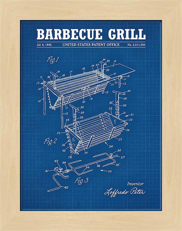 Barbecue Grill Blueprint Patent Us2511594a