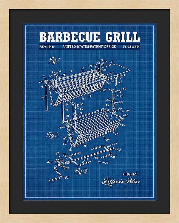 Barbecue Grill Blueprint Patent Us2511594a