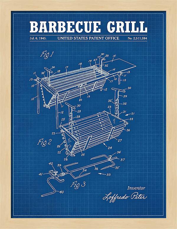Barbecue Grill Blueprint Patent Us2511594a