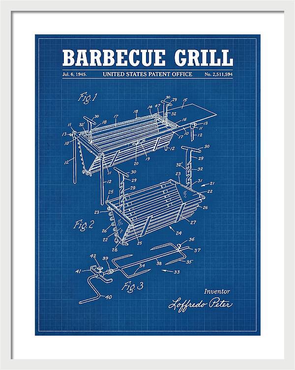 Barbecue Grill Blueprint Patent Us2511594a