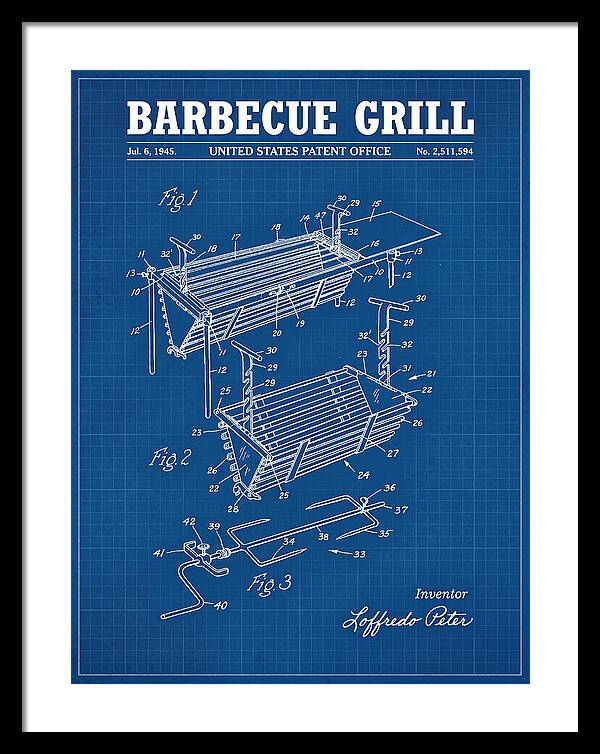 Barbecue Grill Blueprint Patent Us2511594a