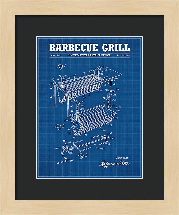 Barbecue Grill Blueprint Patent Us2511594a