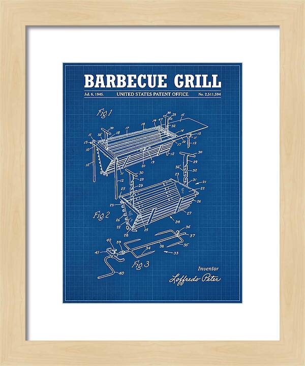 Barbecue Grill Blueprint Patent Us2511594a
