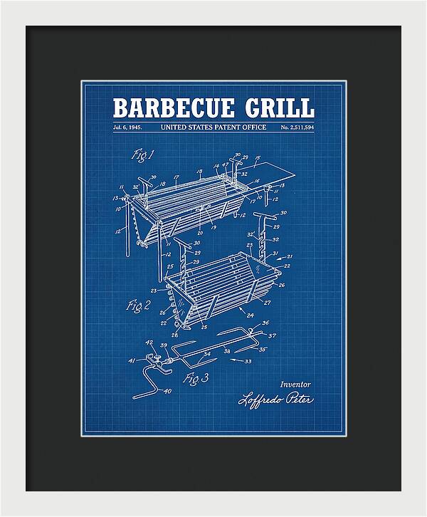 Barbecue Grill Blueprint Patent Us2511594a