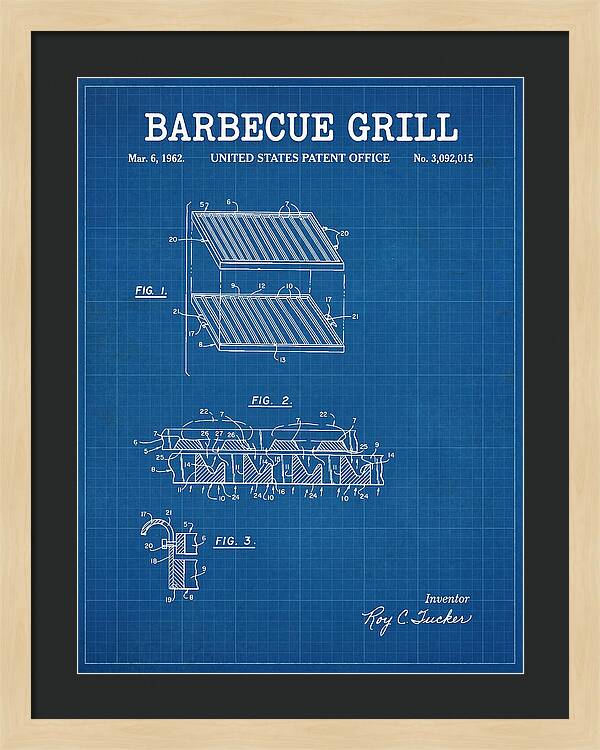 Barbecue Grill Blueprint Patent Us3092015a