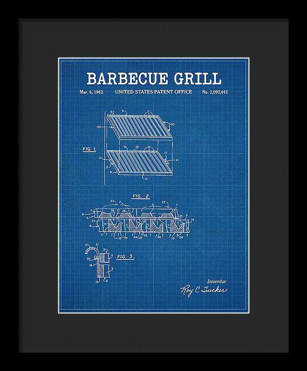 Barbecue Grill Blueprint Patent Us3092015a