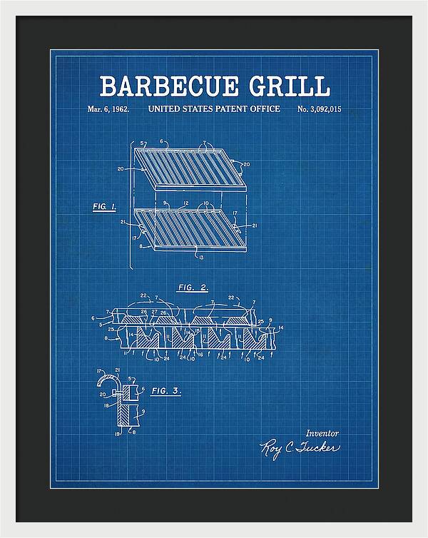 Barbecue Grill Blueprint Patent Us3092015a