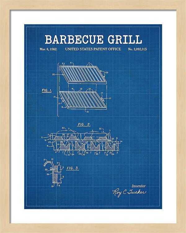 Barbecue Grill Blueprint Patent Us3092015a