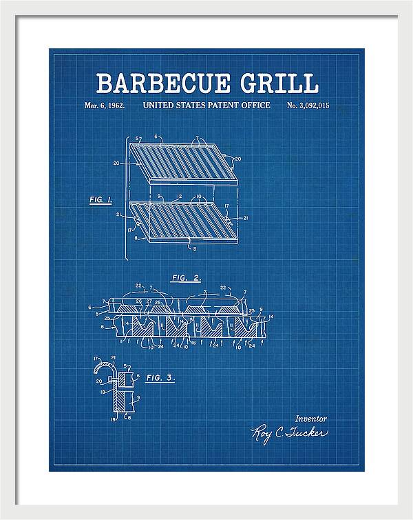 Barbecue Grill Blueprint Patent Us3092015a