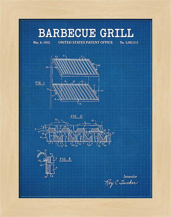Barbecue Grill Blueprint Patent Us3092015a