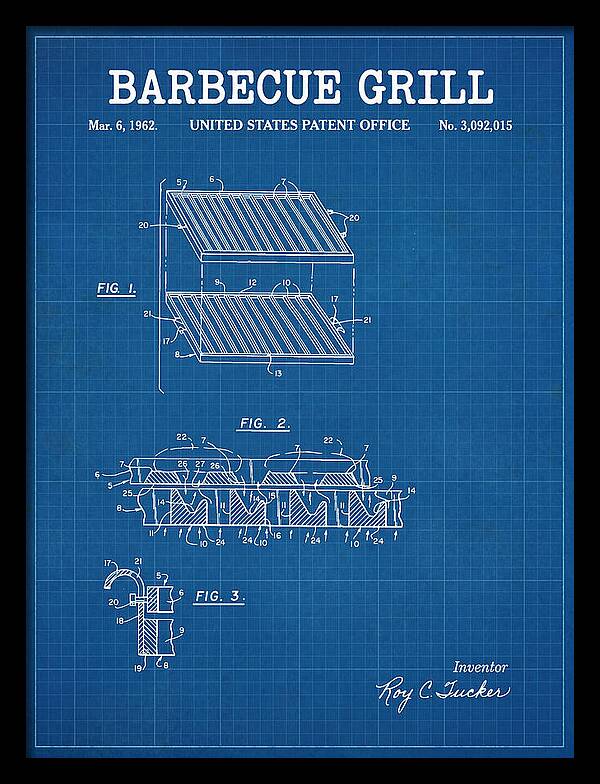 Barbecue Grill Blueprint Patent Us3092015a