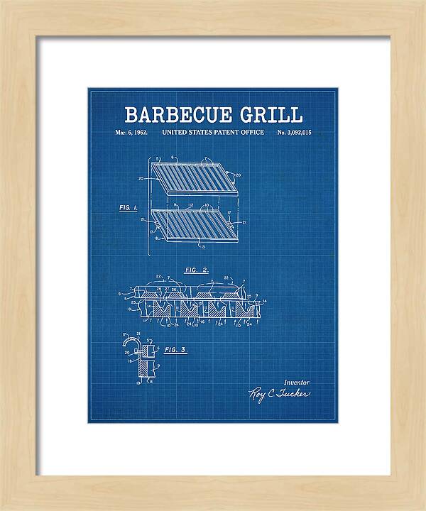 Barbecue Grill Blueprint Patent Us3092015a