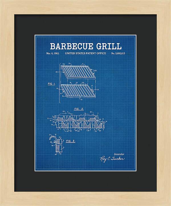 Barbecue Grill Blueprint Patent Us3092015a