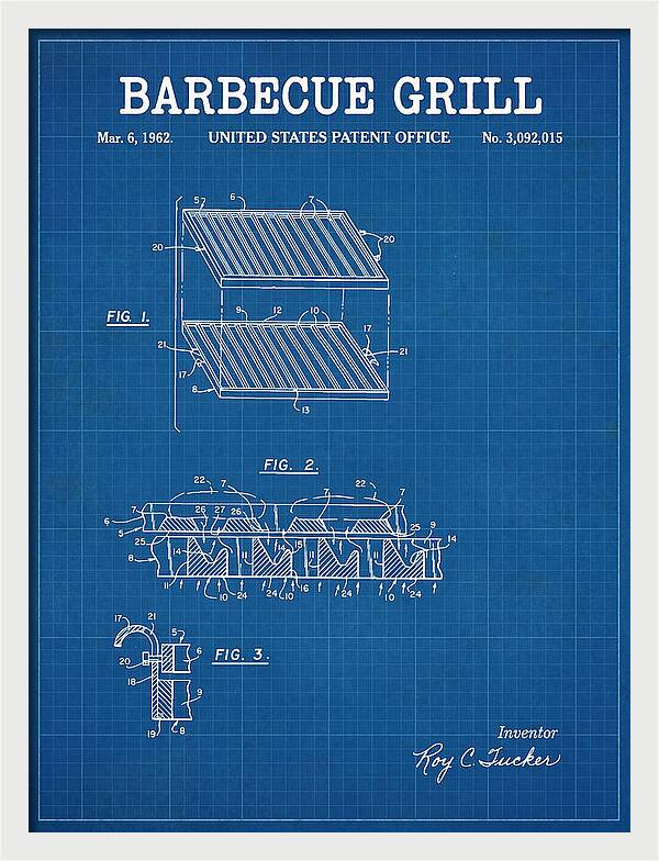 Barbecue Grill Blueprint Patent Us3092015a