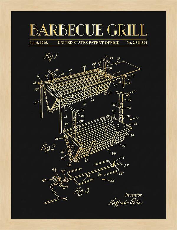 Barbecue Grill Gold Patent Us2511594a