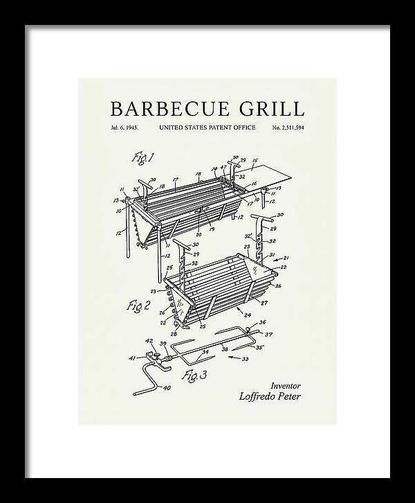 Barbecue Grill Minimalist Patent Us2511594a