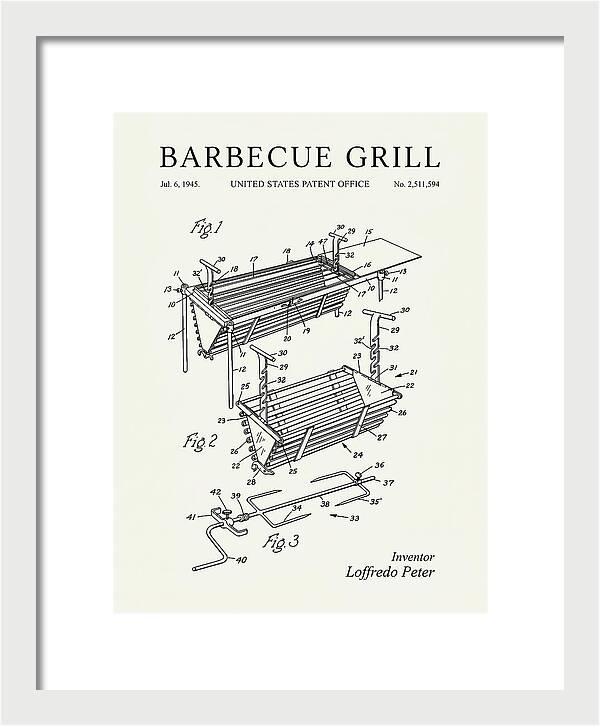 Barbecue Grill Minimalist Patent Us2511594a