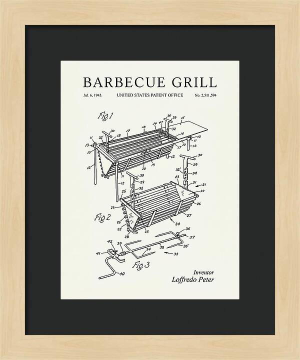 Barbecue Grill Minimalist Patent Us2511594a