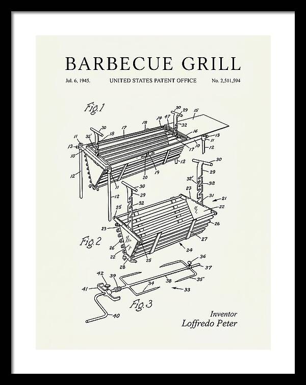 Barbecue Grill Minimalist Patent Us2511594a