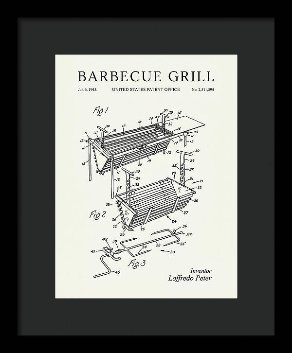 Barbecue Grill Minimalist Patent Us2511594a