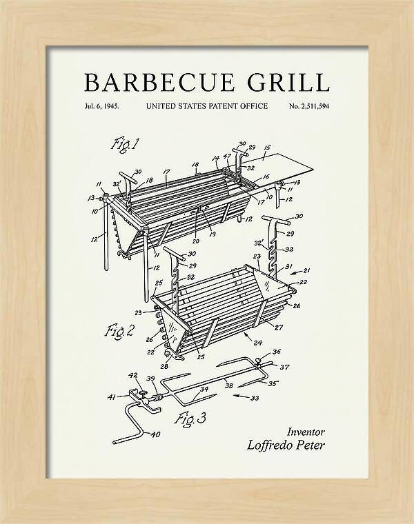 Barbecue Grill Minimalist Patent Us2511594a