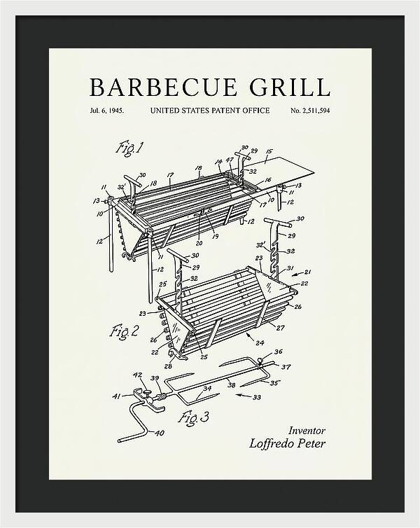 Barbecue Grill Minimalist Patent Us2511594a