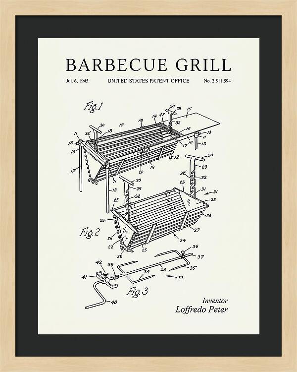 Barbecue Grill Minimalist Patent Us2511594a