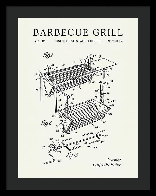 Barbecue Grill Minimalist Patent Us2511594a