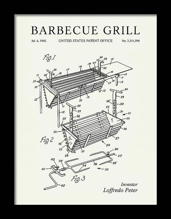 Barbecue Grill Minimalist Patent Us2511594a