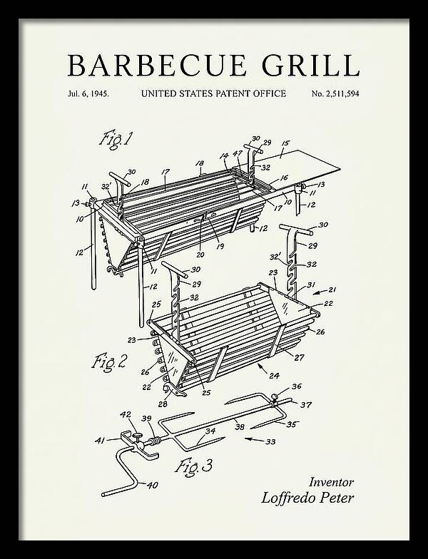 Barbecue Grill Minimalist Patent Us2511594a