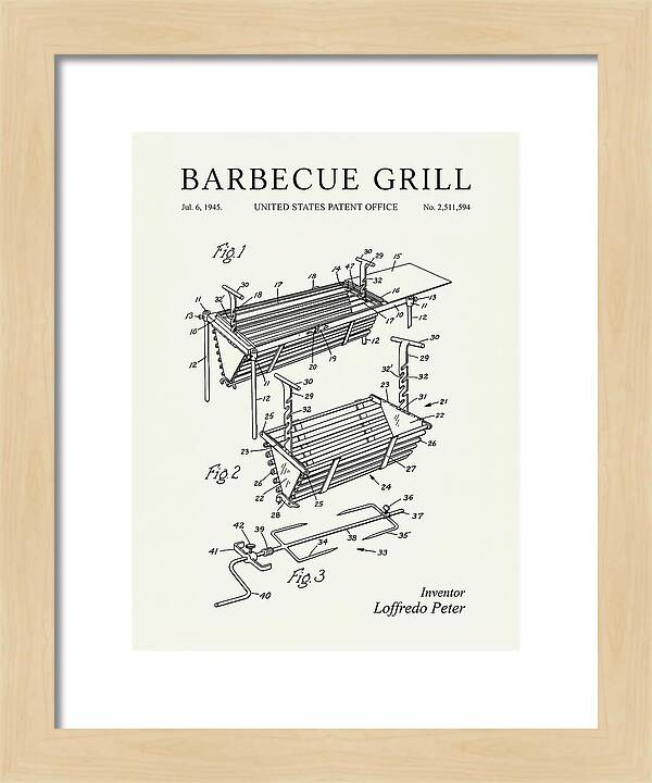 Barbecue Grill Minimalist Patent Us2511594a