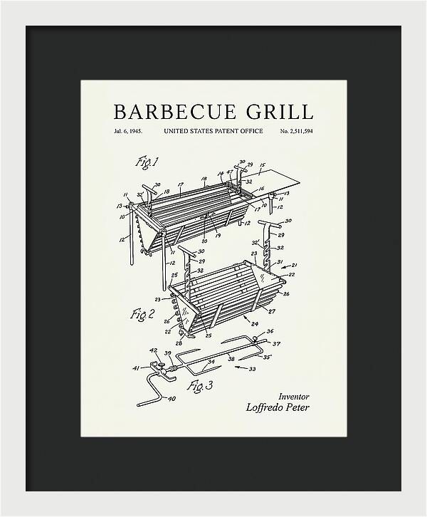 Barbecue Grill Minimalist Patent Us2511594a