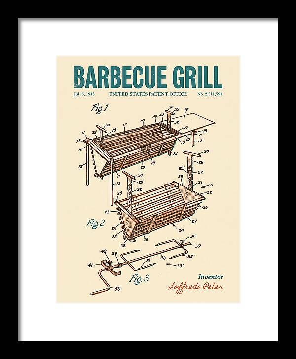 Barbecue Grill Retro Patent Us2511594a