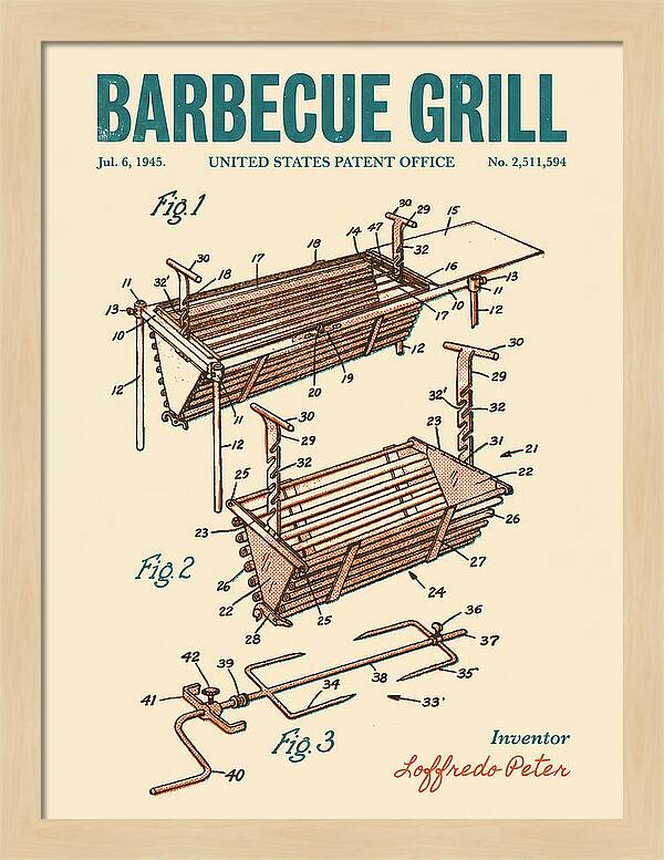 Barbecue Grill Retro Patent Us2511594a