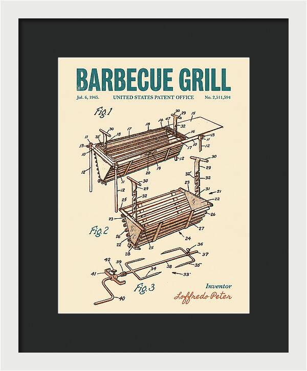 Barbecue Grill Retro Patent Us2511594a