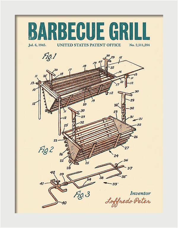 Barbecue Grill Retro Patent Us2511594a