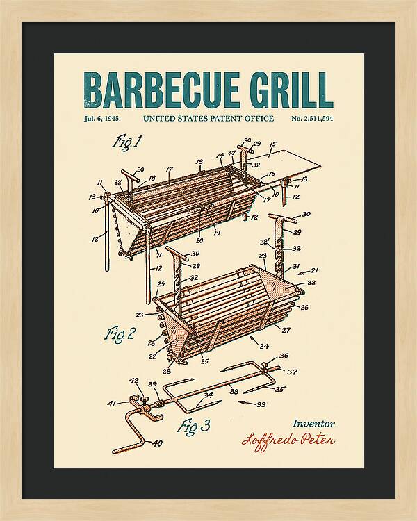 Barbecue Grill Retro Patent Us2511594a